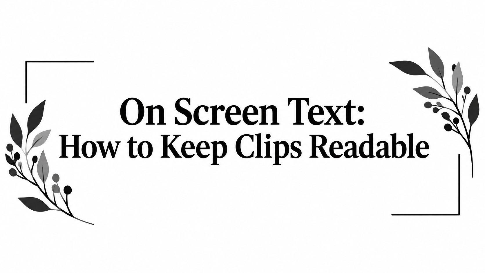 On Screen Text: How to Keep Clips Readable